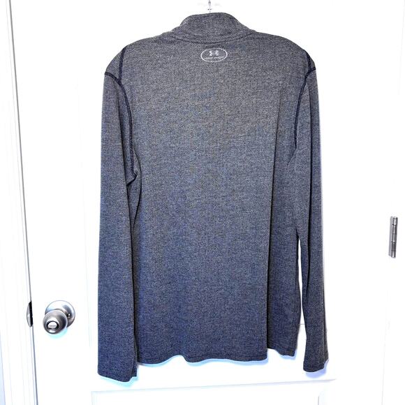 Under Armour Mens Med Gray Loose Fit Heat Gear LS 1/4 Zip Polo Shirt Activewear - Picture 2 of 8